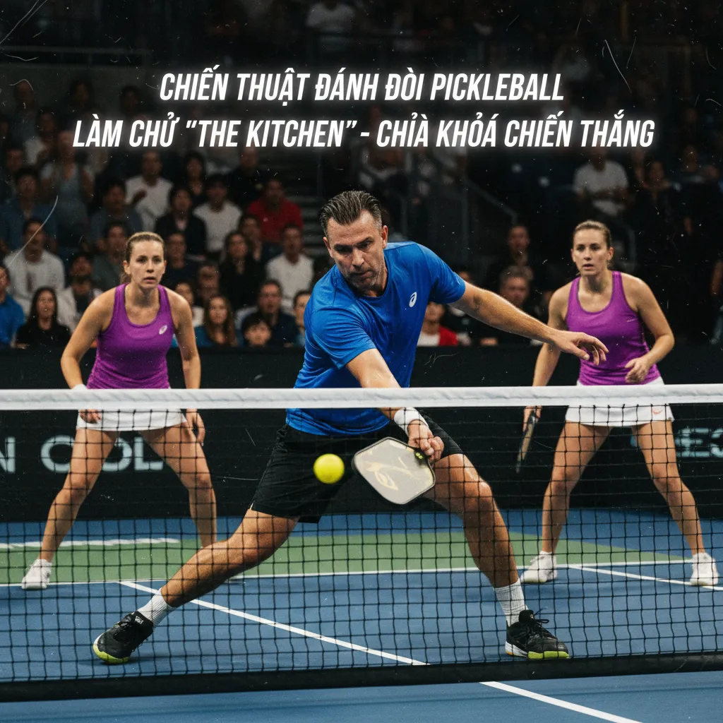 Hai người chơi di chuyển đồng bộ trên sân Pickleball